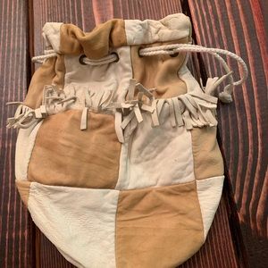 Vintage Cowhide Drawstring Handbag